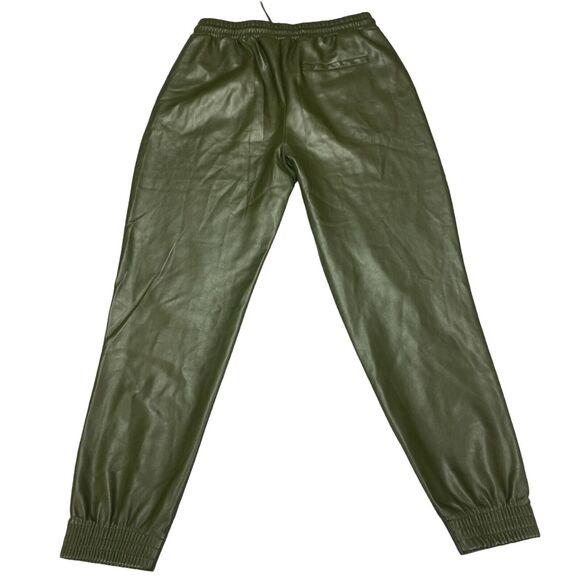 Anthropologie Avec Les Files Faux Leather Jogger Pants Womens Small Green - Picture 2 of 16